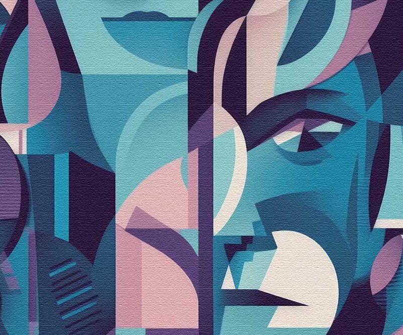 Serious Reflections: Mosaic in Mauve, Purple, and Gray